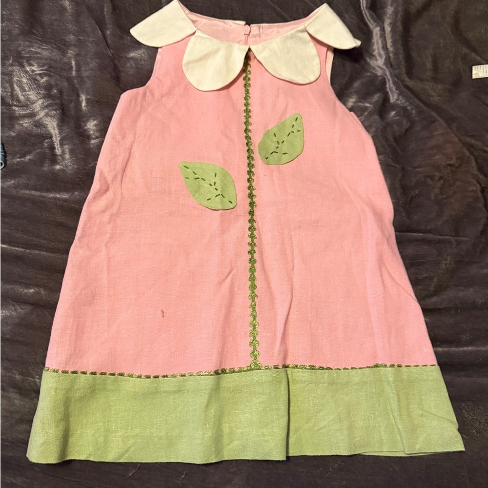 Vintage Cottontail Originals Easter Dress Pink Green Floral Flower 4T Boutique